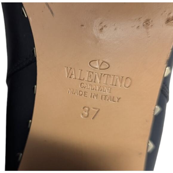 Valentino Rockstud Chelsea Boots EU 37 US 7 Black Leather Studded Block Heel - Picture 7 of 7